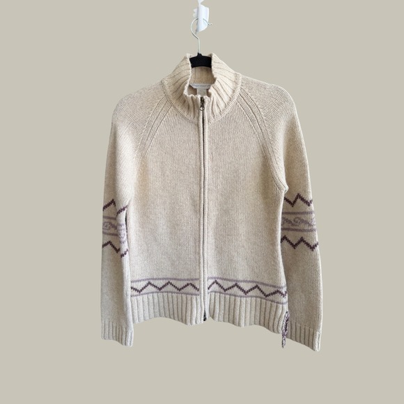 Horny Toad Other - Horny Toad Wool Blend Full Zip Mock Neck Sweater Cream Nordic Small